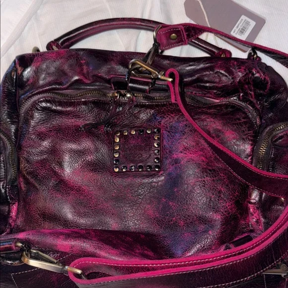 Lusher made in Italy blackened fuchsia backpack purse, great for travel. Bnnu - Picture 3 of 10